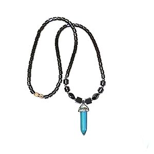 Hematite Necklace with Turquoise Pendant